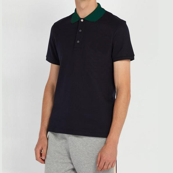 

Men's Casual Polo Shirt Business Shirts Men Breathable Summer Hot Sale Tops Mens Tees Fashion Letter Striped Print Men's Polos, Black