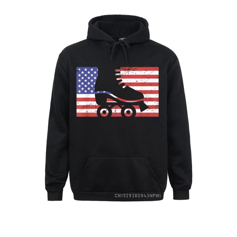 

Men's Hoodies & Sweatshirts American Flag Roller Skating Pullover Fashion Mens Long Sleeve Preppy Style Sportswears, Black