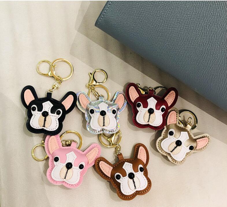 

Fashion French Bulldog Bag Pendant PU Leather Cute Dog Embroidery Car Key Chain