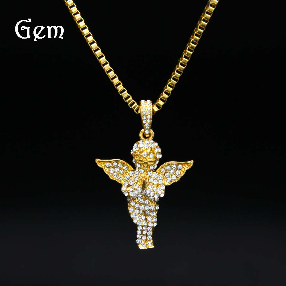 

Hip hop gummy fashion diamond angel wings alloy Pendant Necklace hip hop trendsetter jewelry