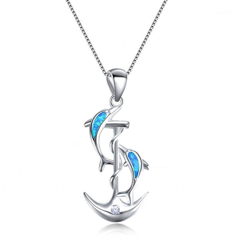 

Chains Fashion Trend Gorgeous Opal Dolphin Animal Necklace Female Wedding Jewelry Romantic Valentine's Day Gift Wholesale