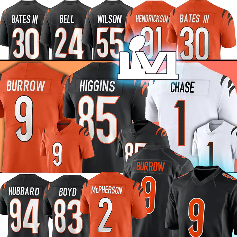

Cincinnatis 9 Joe Burrow Football Jerseys Bengal 2 Evan McPherson 1 Ja'Marr Chase 85 Tee Higgins 83 Tyler Boyd Jessie Bates III Tre Flowers Josh Tupou 28 Joe Mixon