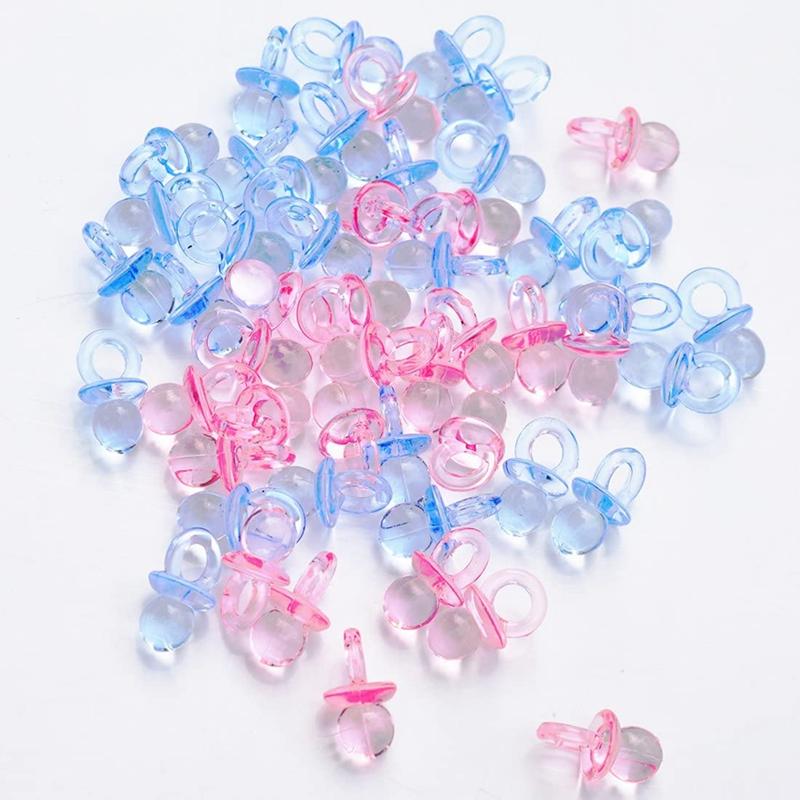 

Party Decoration 50pcs Baby Shower Decorations Gender Reveal Blue Pink Transparent Acrylic Mini Pacifier Birthday Gift DIY Cake