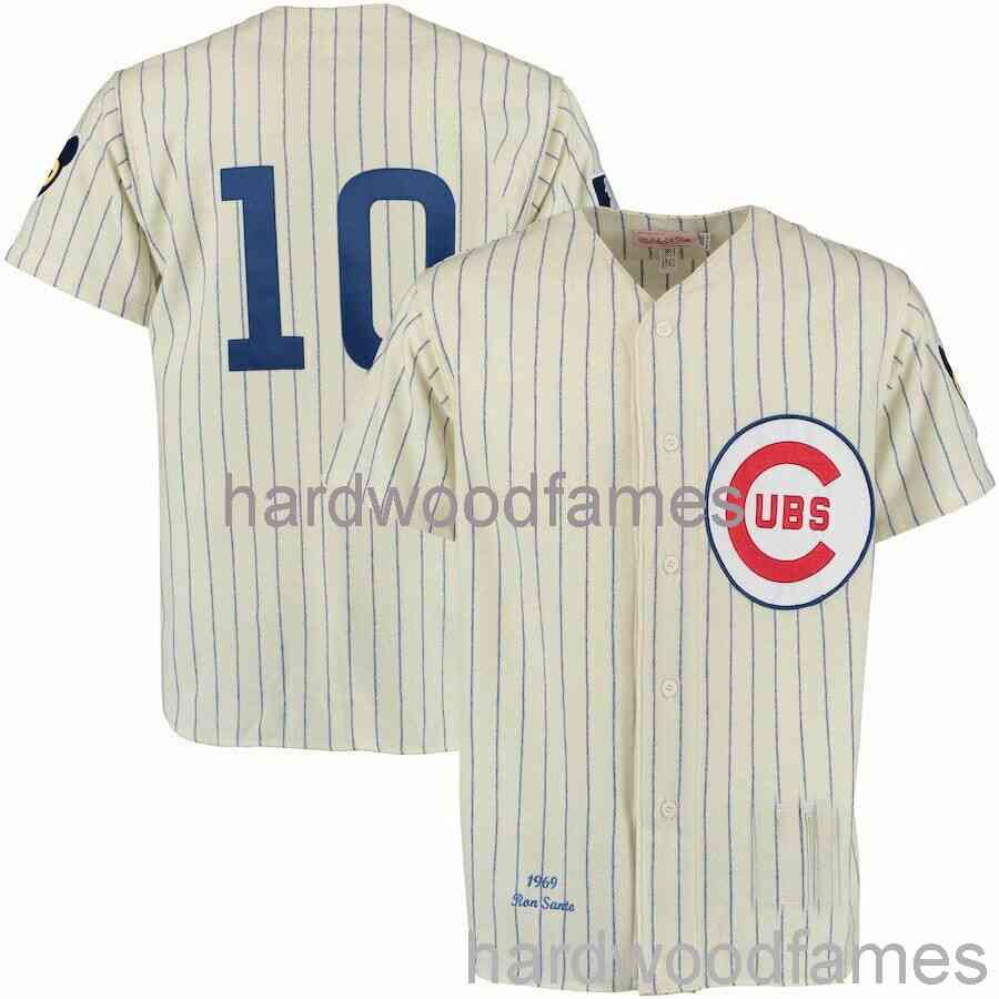 

Custom Ron Santo #10 Mitchell & Ness Cream 1969 Jersey Stitched Men Women Youth Kid Baseball Jersey -6XL, Ivory