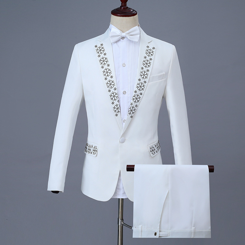 

Men's White Slim Fit Shawl Lapel Collar 2 Piece Tuxedo Suit Set Wedding Tux Blazer Jacket Pants Costume Clubwear Suits Kqj2