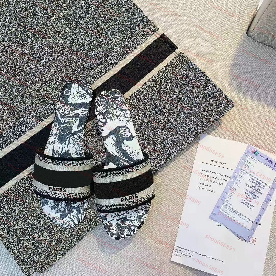 

2022 Luxury designer sandals Slipper Cross Woven Roman Slippers Shoes Print Slide Summer Wide Flat Lady Canvas Lettering Fabric Outdoor Leather Sole 10 color, 13