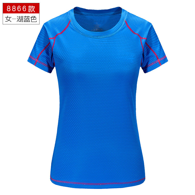 

Quick-drying short-sleeved blue loose suit summer outdoor female sports t-shirt, Black;yellow