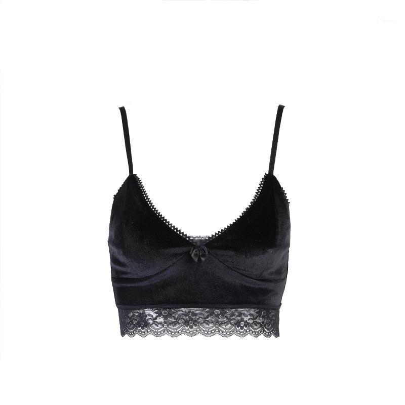 

Women' Vest Underwear Seamless Bra Without Underwire Bras Sexy Navel Velvet Lace Black Camisole Top Summer Style 2021 Camisoles & Tanks
