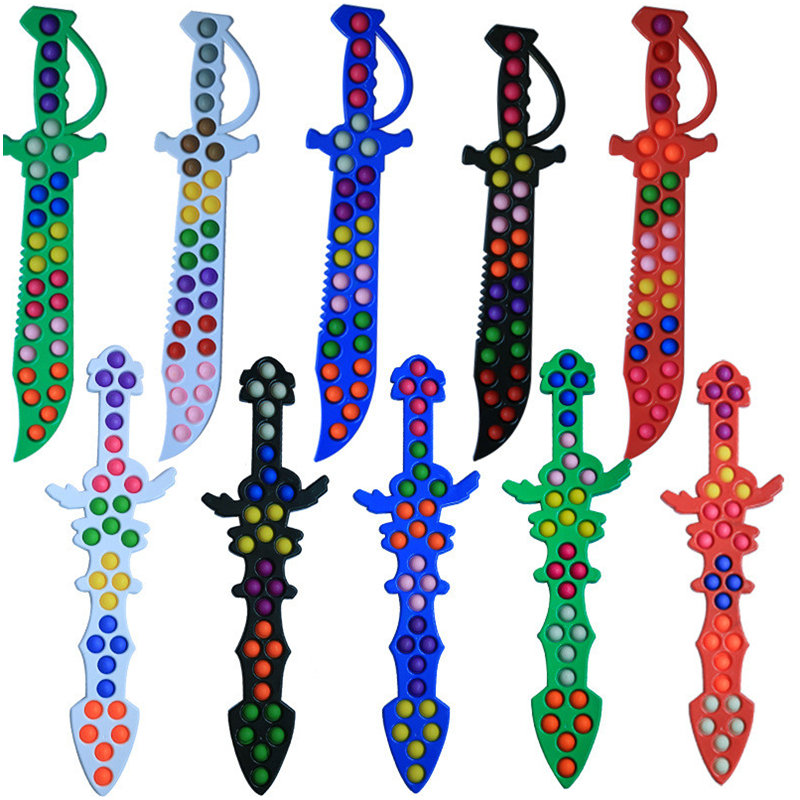 

56cm Giant Large Fidget Toys Push Bubble Katana Sword Shape Party Favor Sensory Puzzles Popper Bubbles Silicone Board Game Educational Decompression Toy Gift