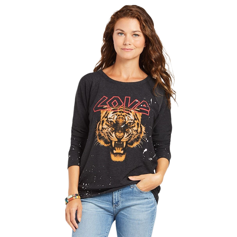 

2021 New Vintage Roaring Tiger Letter Love Print Pattern Sweatshirt Womens Autumn Winter Casual Loose Pullover Sweatshirts Plus Size Icol, Black