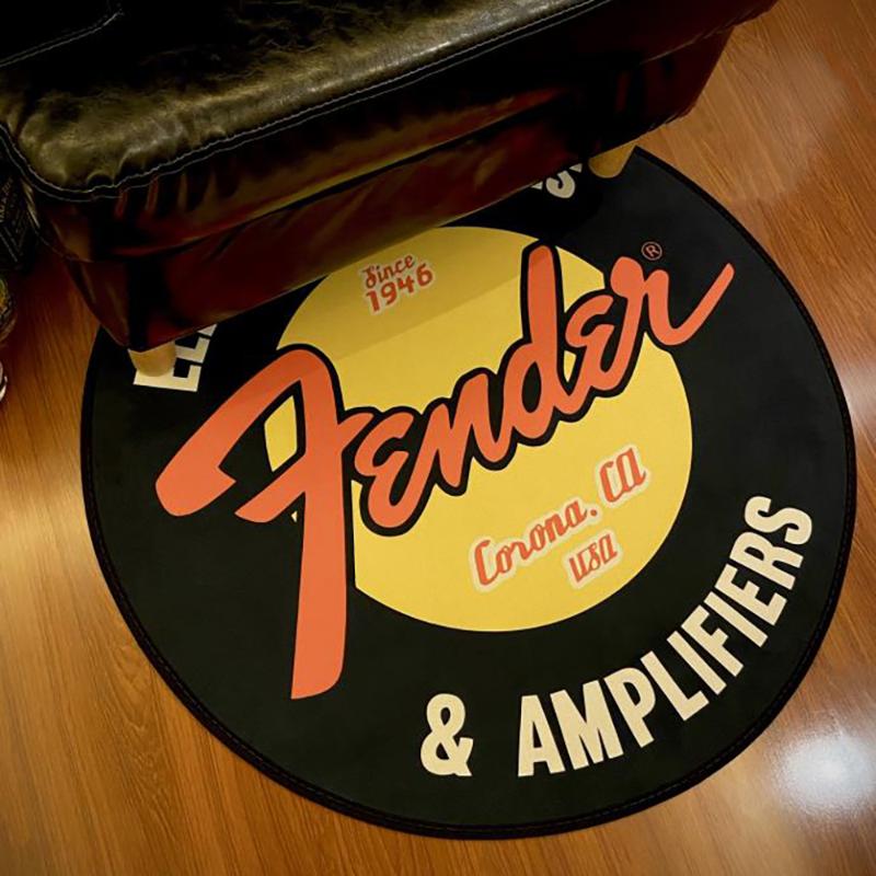 

Carpets Fender Guitar Round Carpet Colorful Floor Mats Flannel Printed Area Rug Repair Pad For Music Room Bedroom Home Decorative, Fender carpet