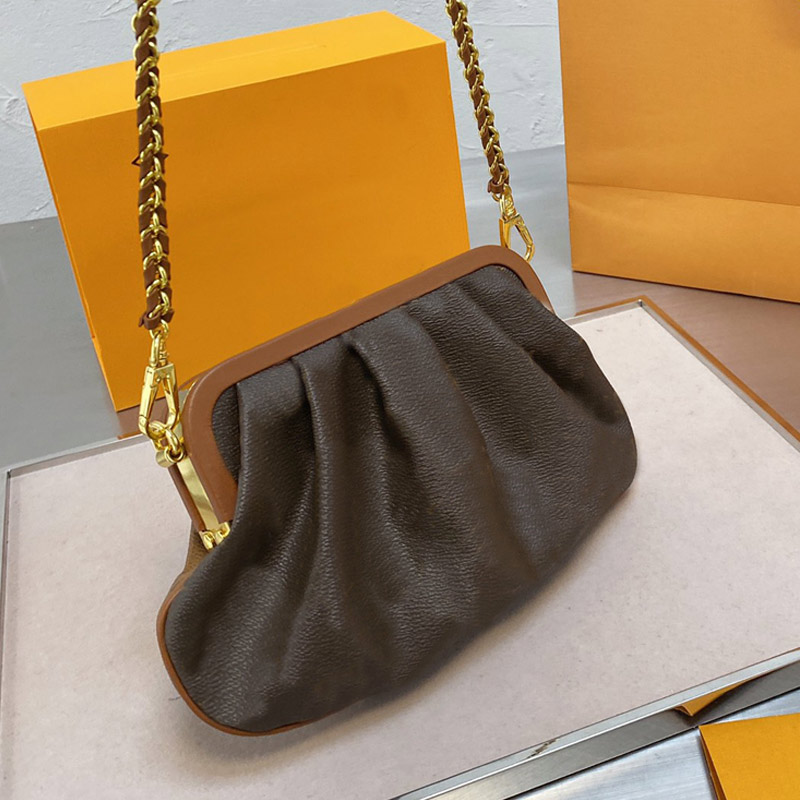 

Women L Purse Cloud Crossbody Bag Clip Handbag Hand Bag Color Matching Design Detachable Gold Chain Pattern Design Fashion Bag