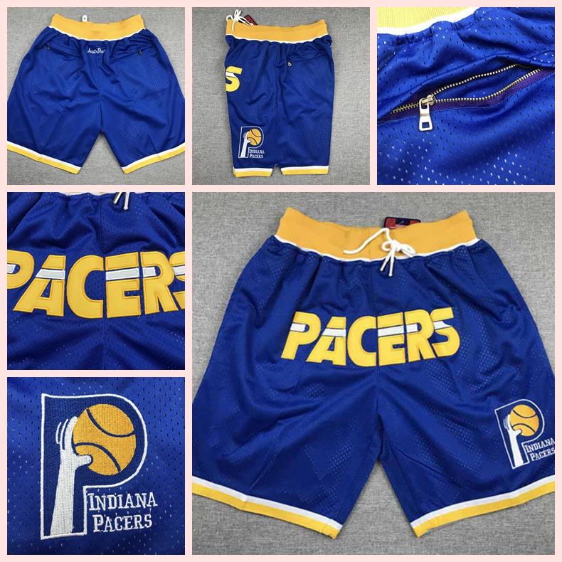 

Men Indiana's Pacers's just don Basketball Shorts Exquisite embroidered fabric pocket pants
