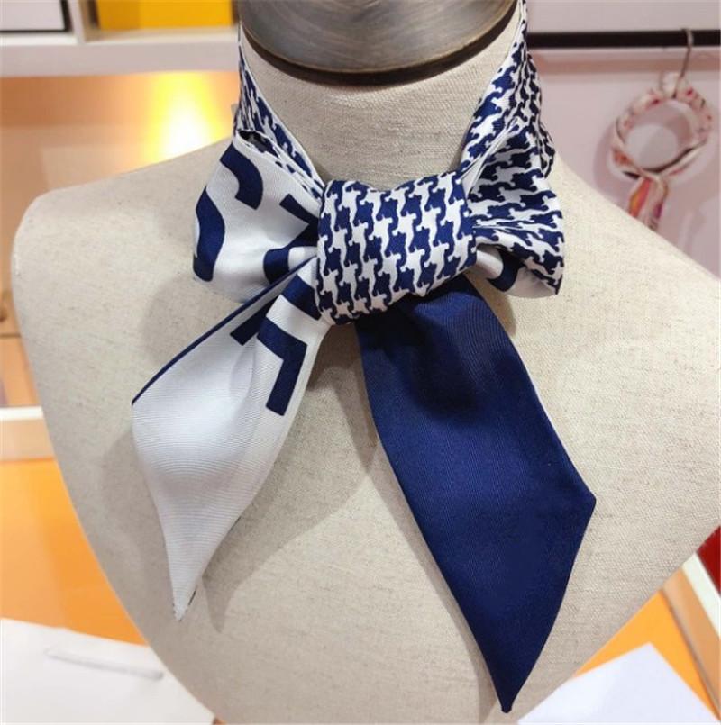 

Fashion popular logo spring style small ribbon women's silk boutique joker ribbon headband bag handle ribbon scarf, Blue;gray