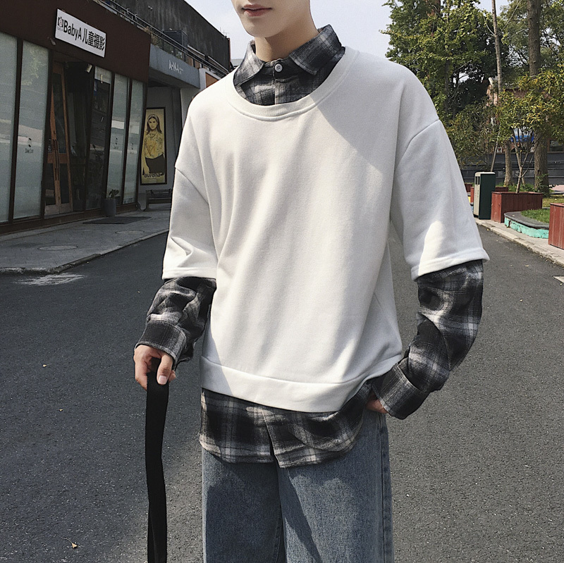 

2021 New Men's False Two Piece Coats Male Tide Trend Pullover Lovers Hip Hop Loose Clotehs Hoodies Cotton Casual Sweatshirt M-2xl Ag8w, Black