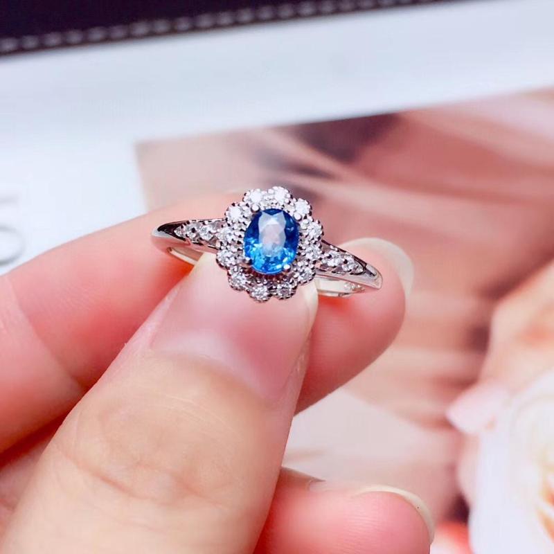 

Cluster Rings 100% Natural And Real Sapphire 925 Sterling Silver Ring For Engagement