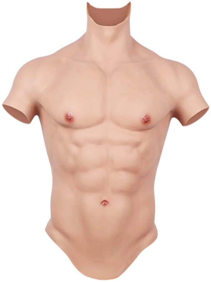 

Silicone Realistic False Fake Muscle Suit Belly Body for Cosplayers Artificial Simulation Chest Man Crossdressers, Xl