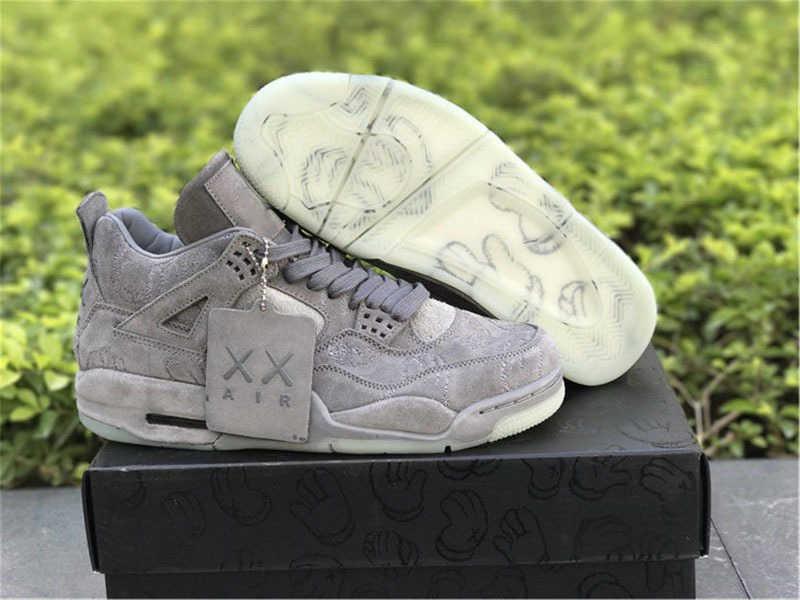 

2021 Authentic 4 KAWS Basketball Shoes Cool Grey White Glow In DARK Mens Outdoor Sports Sneakers With Original 930155-003, 11