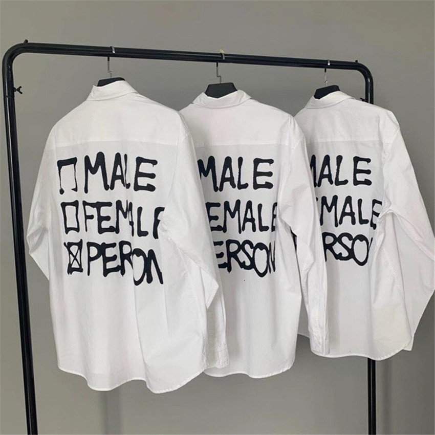 

2021 New Men Women 1:1 Buttons Vetements Shirt Letter Printing on the Back v Embroidery Oversize Vtm Long Sleeve Top Eykz