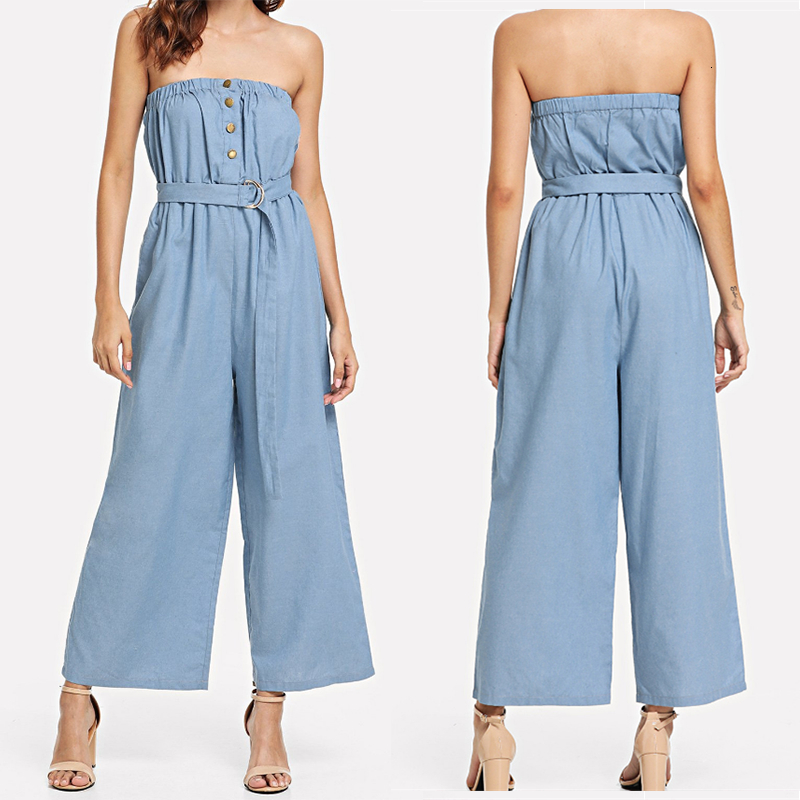 

2021 Elastic Chest Wrap Cup Slim Belt Rompers Womens Jumpsuit Elegant Wide Leg Trousers Suits Luxury Quality Women Bodysuit 5ayn, Beige