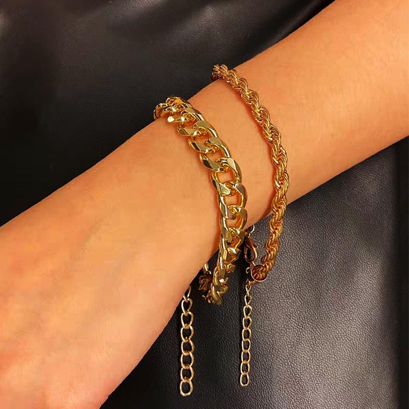 

Bangle 17KM Punk Chain Link Bracelet For Women Men BOHO Female Chunky Wrist Bangles Fashion Cuban Bracelets 2021 Unisex Jewelry