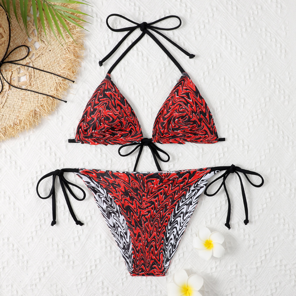 

Textile Sexy Handwork Bikinis Swimsuit Vintage Print Swimwear Women Bathing Suit Leopard Patchwork Bikini Set bikini