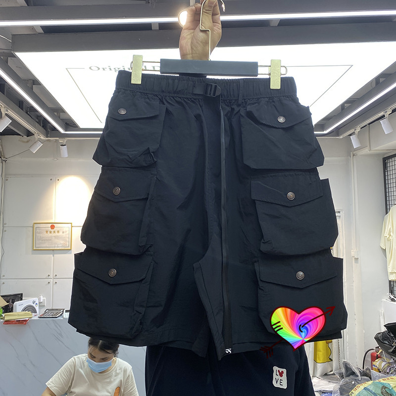 

Multiple Pockets Shorts 2021 Men Women High Quality 3D Pocket Slightly Oversize Breeches, Black