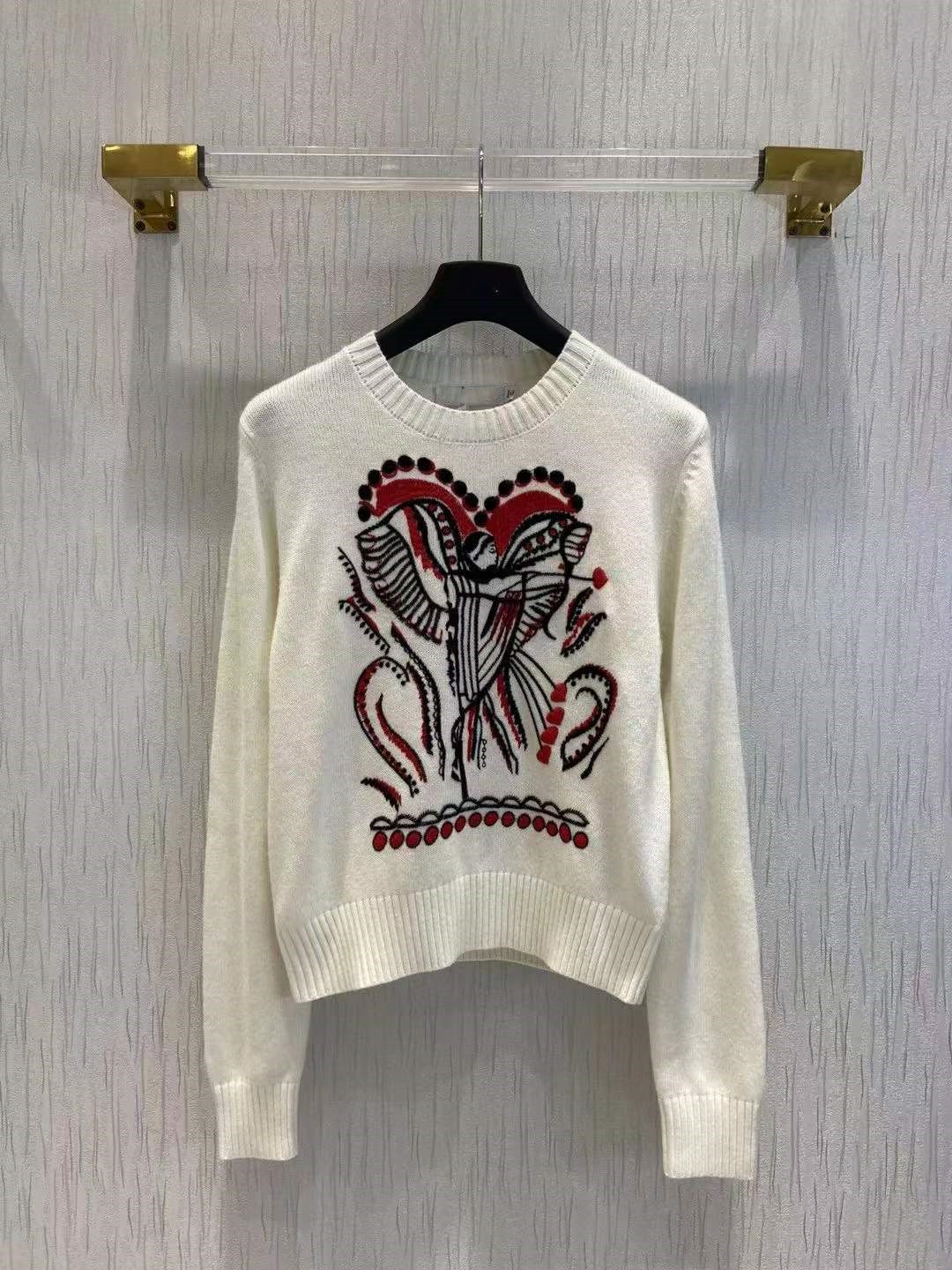 

Milan Runway Sweater 2022 Spring Long Sleeve O Neck Women' Sweaters High End jacquard Pullover Women Designer Sweater 0119-6, Picture color