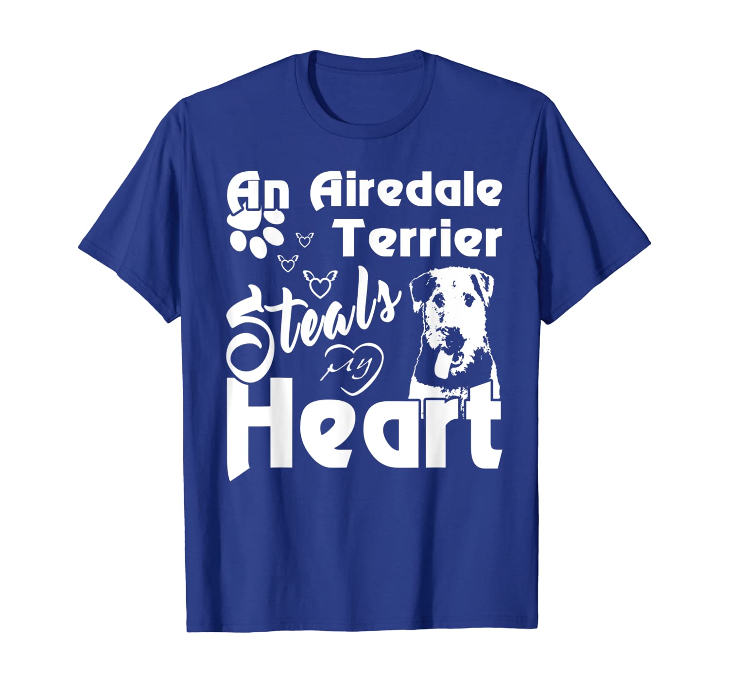 

An Airedale Terrier steals my heart Funny Gift Shirt, White;black
