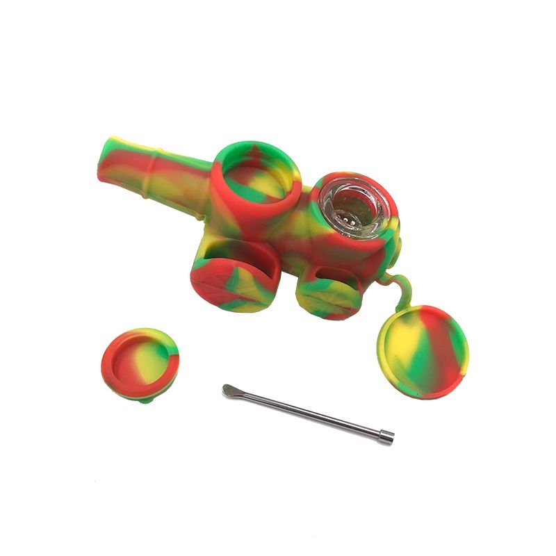 

Multi-functions Silicone pipes Tobacco Bag Set Wax Container Silicone bong with Storage Jar Metal Dabber Smoking Pipe