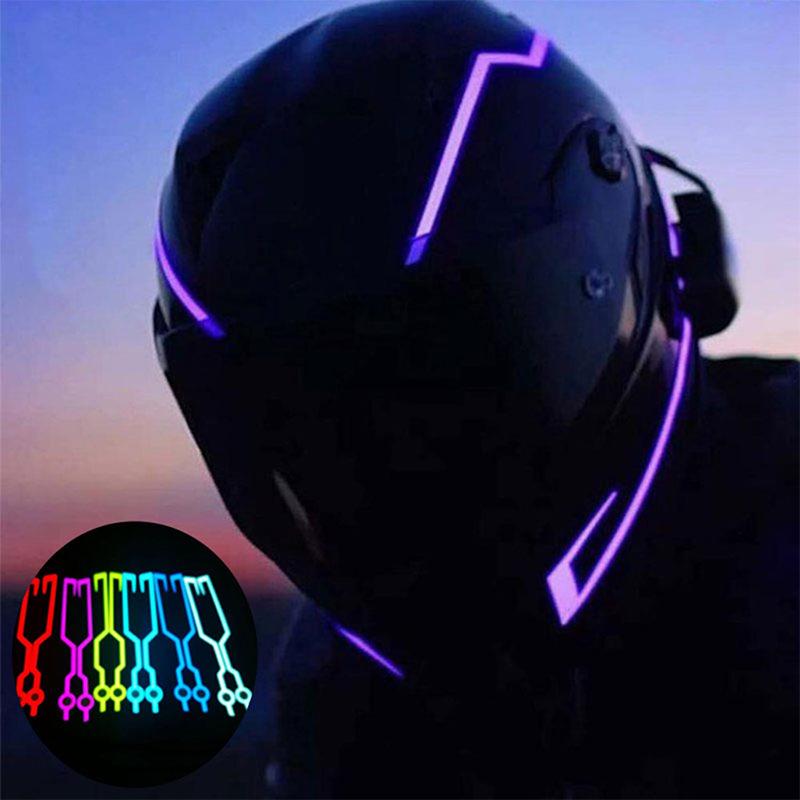 

Motorcycle Helmets Cycling Helmet LED Cold Light Flashing Reflective Luminous Sticker Strip Modified Waterproof Decoration, Green