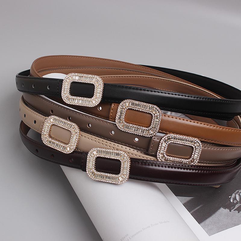 

Belts Women's Runway Fashion Diamonds Genuine Leather Cummerbunds Female Dress Corsets Waistband Decoration Narrow Belt TB2063, Black;brown