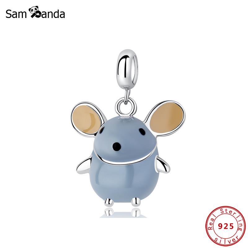 

925 Sterling Silver Beads Charms Fit Original Bracelet Chinese Zodiac Mouse Pendant Charm For Women DIY Necklace Jewelry Q0531