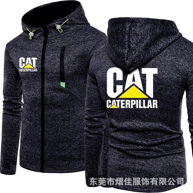 

NEW Men' Hoodies CAT Caterpillar for Car Logo Print Casual HipHop Black Hooded Fleece Sweatshirts Zipper Harajuku Jacket Men Tops