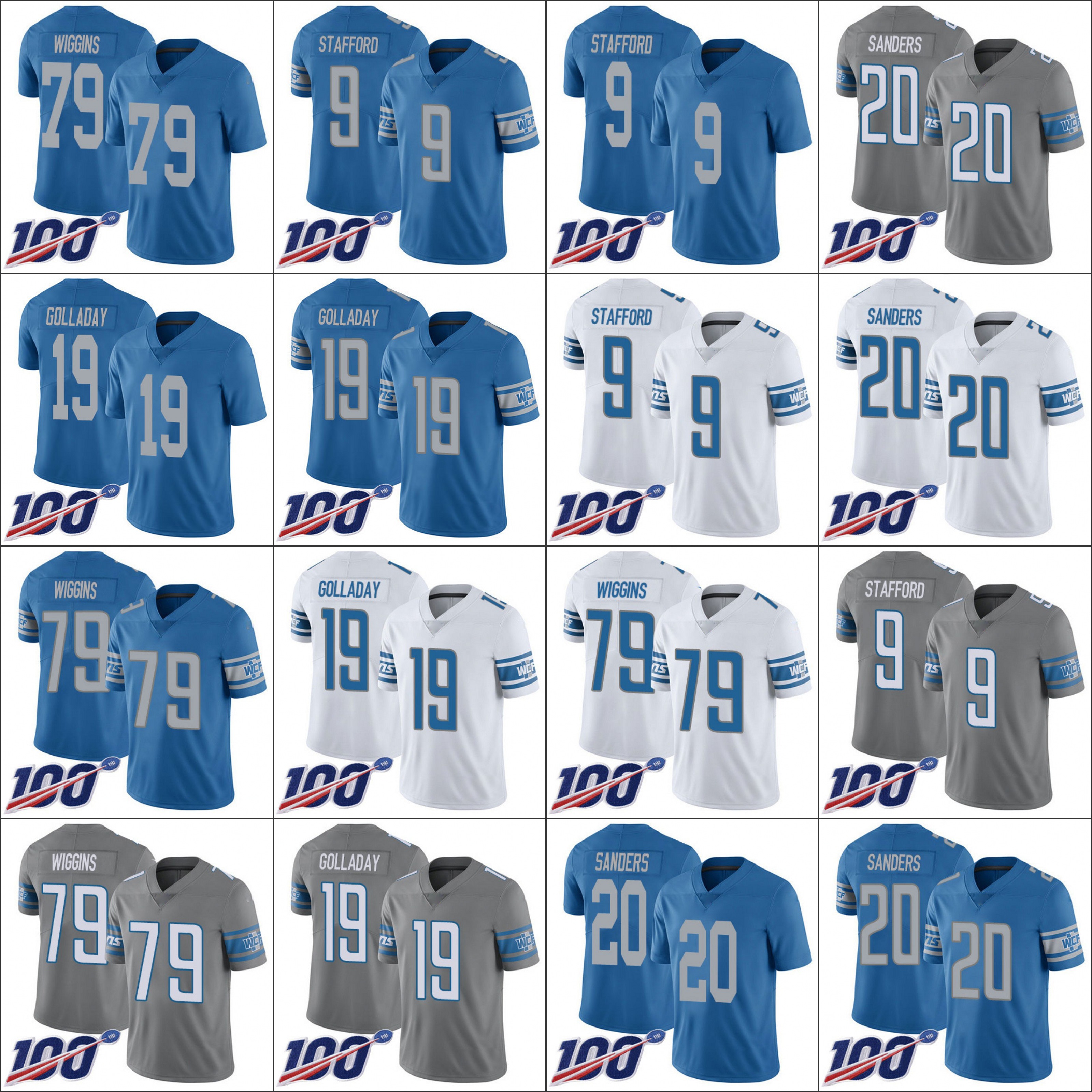 

Jersey Detroit''Lions''Men #79 Kenny Wiggins 19 Kenny Golladay 9 Matthew Stafford 20 Barry Sanders''NFL''Women Youth 100th Limited Jersey, 11