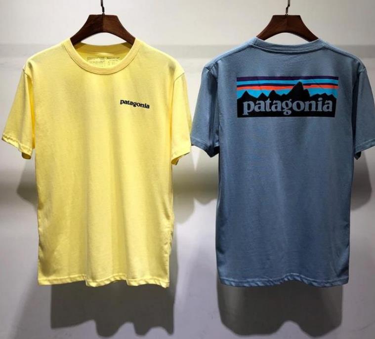 

High quality patagonia T shirt women men T shirt casual short sleeve top tees, White;black