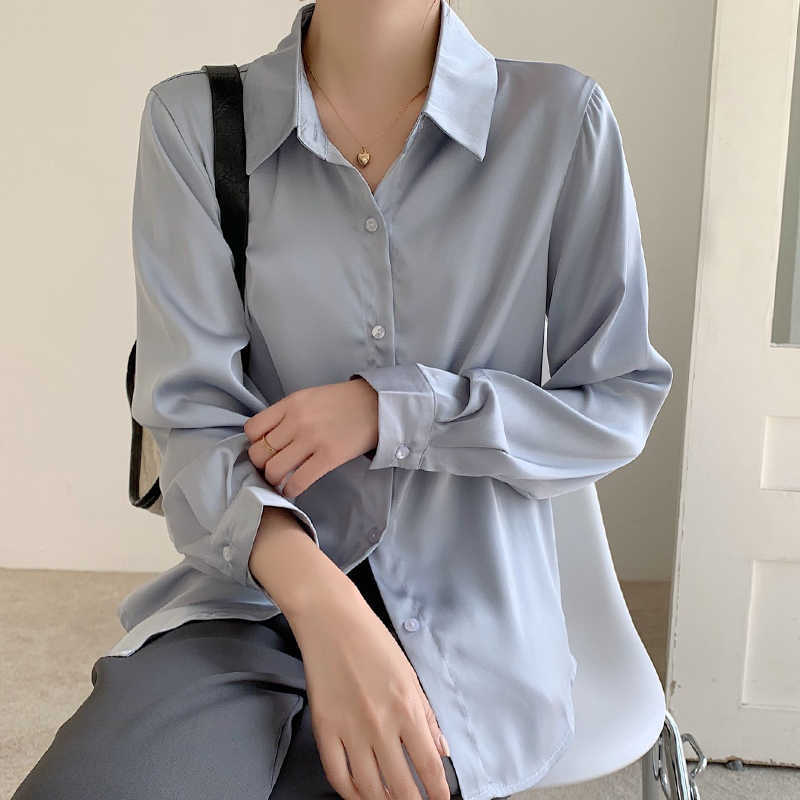 

Blouse Women Long Sleeve Chiffon Blouse Shirt Tops Women Blusas Mujer De Moda Turn Down Collar Chiffon Blouse Shirt E788 210602, Blue