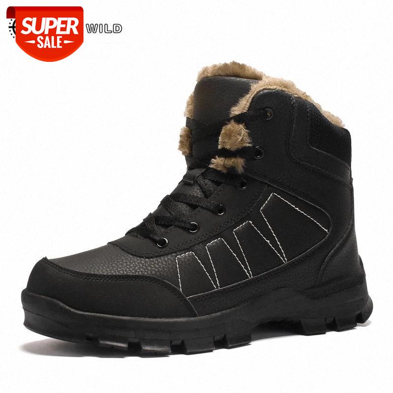 

Mens Snow Boots Winter 2019 Fashion Waterproof Warm Fur Lace Up Casual Shoes Mens High Top Leather Man Ankle Snow Boot #wD25