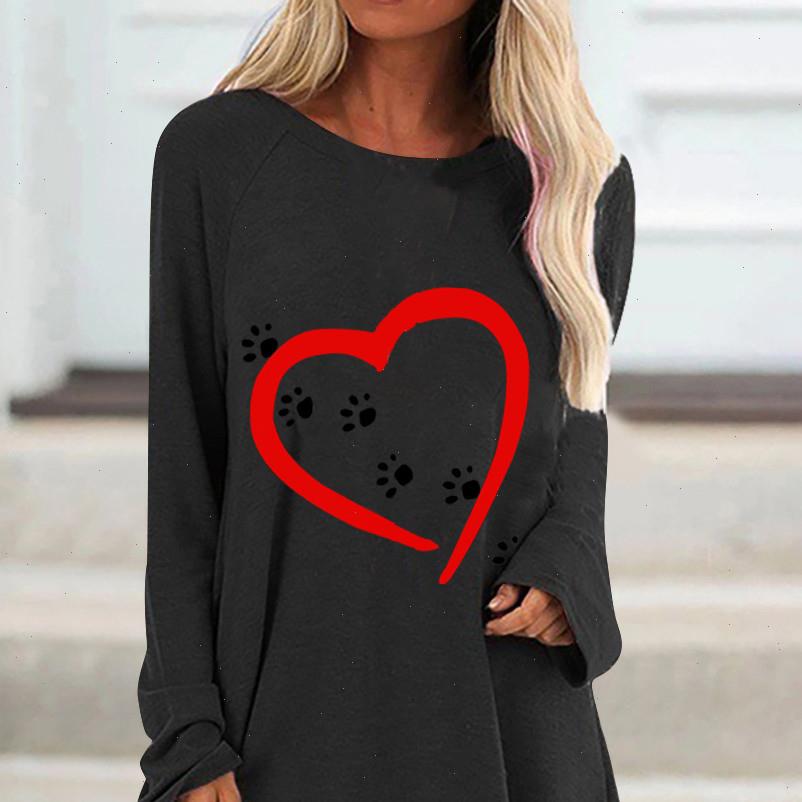 

graphic t shirts woman tshirts women heart print o neck loose long sleeve pullover t shirts women 2021, White