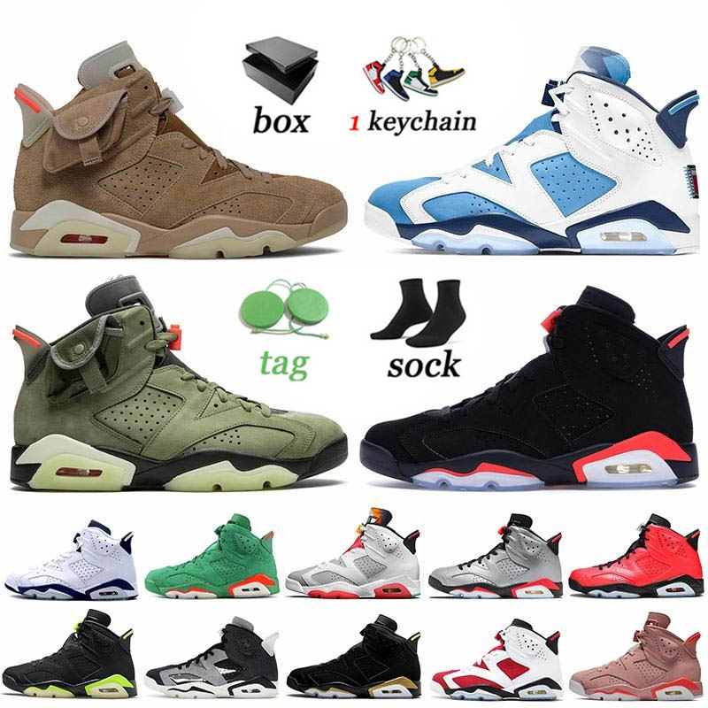

With Box 2022 Arrival AJ6 Air Jordan 6 Mens Basketball Shoes Jorden Retro 6s Jumpman Sneakers UNC British Khaki University Blue Electric Gre