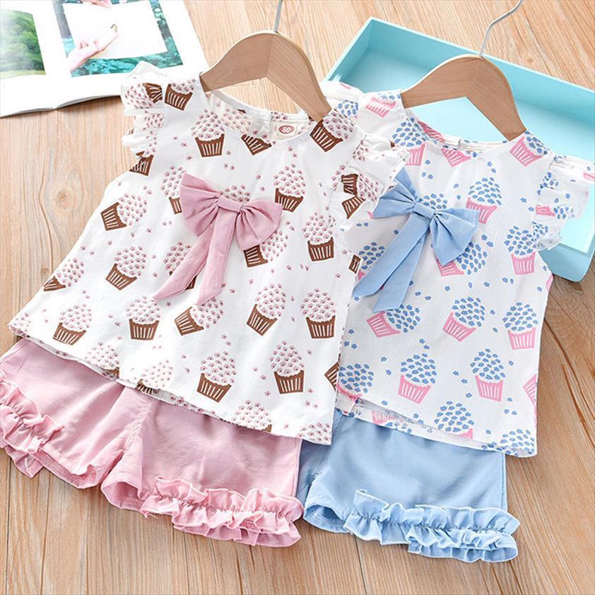 

girls sets cute summer shorts 2pcs kids clothing childrens for, White