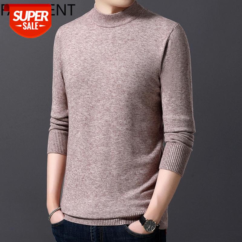 

New Sweater Mens Pullovers Half Turtleneck Slim Fit Jumpers Knitwea Casual Clothing Male Fashion Brand Distressed Sweater Solid #qe43, White;black