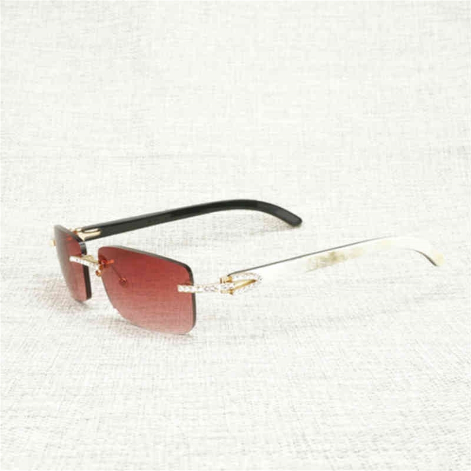 

Fine Accessories Ancient Rhinestone Natural Buffalo Horn Rimless Sunglasses Men Wood Square Sun Glasses Women for Outdoor Shades Oculos Eyewear French