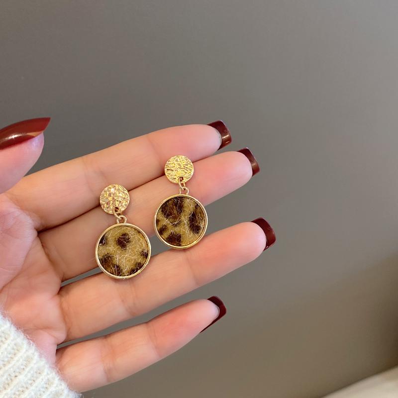 

Stud Modern Jewelry Geometric Earrings 2021 Trend Autumn Winter Style Leopard Grain Cloth Drop For Party Gifts, Golden;silver