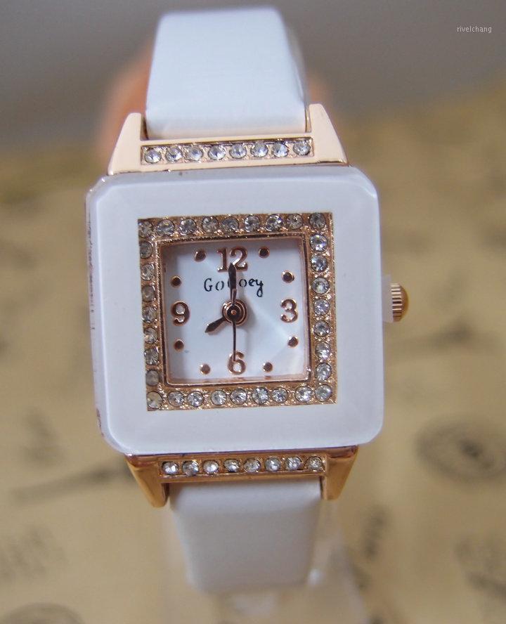 

Wristwatches S Fashion Gogoey Brand Leather Watch Women Ladies Crystal Dress Quartz Wrist Go049, Brown