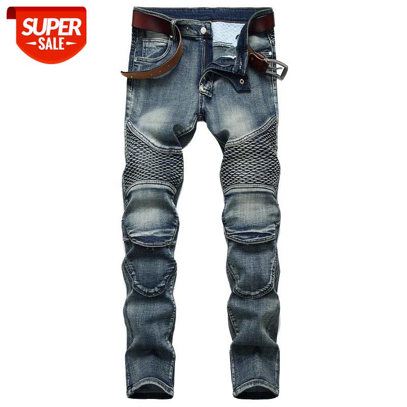 

Denim MOTO BIKE Straight Jeans Men'S OverSize 38 40 42 2021 Autumn Spring HIP HOP Punk Rock Streetwear Trouers #B29M, Black