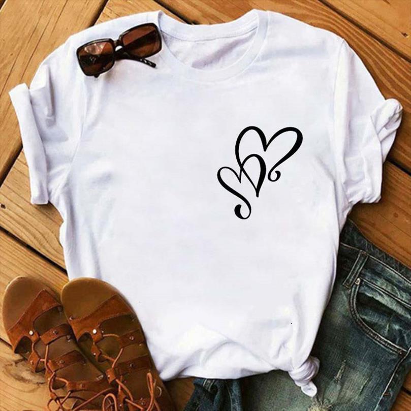 

maycaur summer and women fashion men t shirt kawaii heart pattern printing harajuku leisure streetwear female clothe pocket, White;black