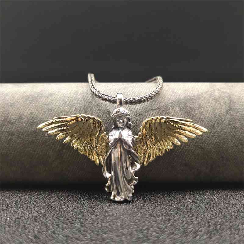 

New S925 Sterling Silver South Korea hiphop trend Angel Pendant sweater chain hip hop personality Necklace female