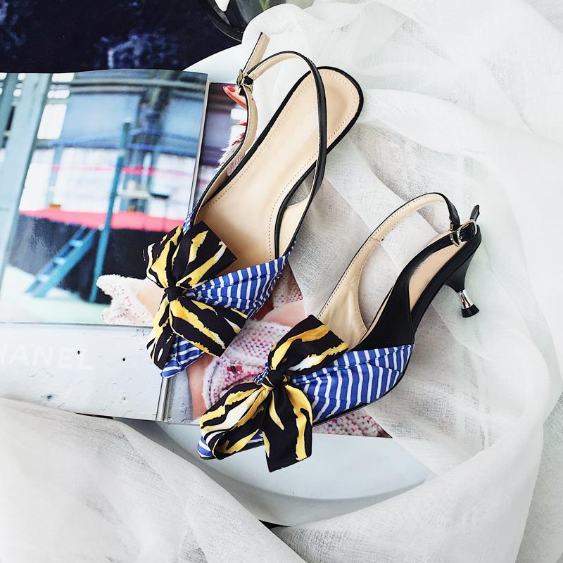 

Sapato feminino blue silk bow-knot summer pumps women shoes wedding shoes bride med strappy heels runway designer slingback, As picture