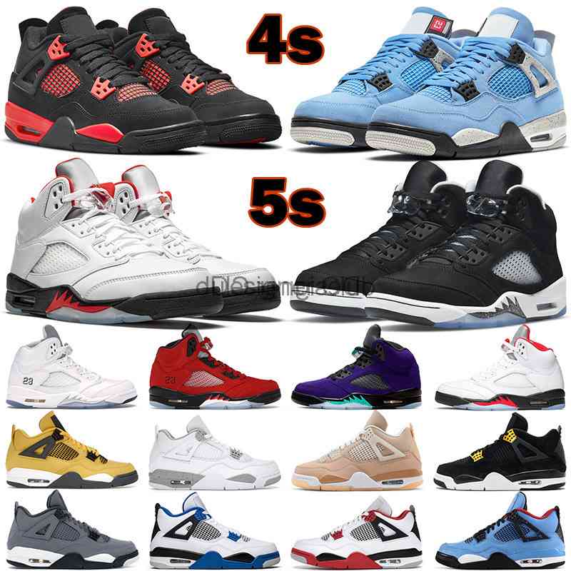 

Basketball shoes men women 5s air shoes retro Moonlight Raging Metallic 5 4s Red Thunder White Oreo University Blue 4 mens trainers outdoor, With og box